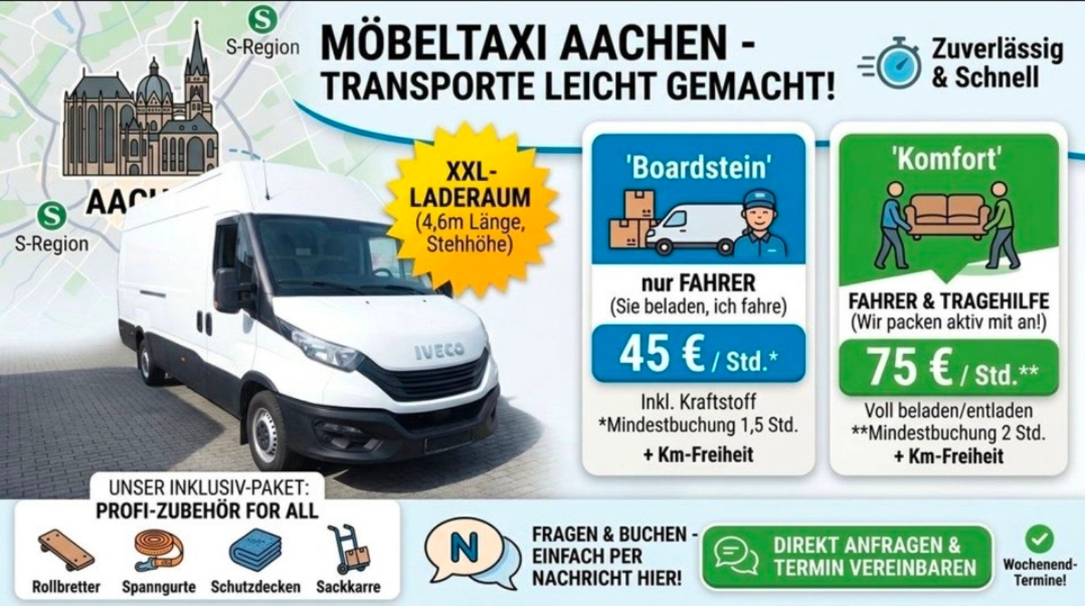 Weißer Iveco-Transporter aus dem Angebot von Möbeltaxi Aachen